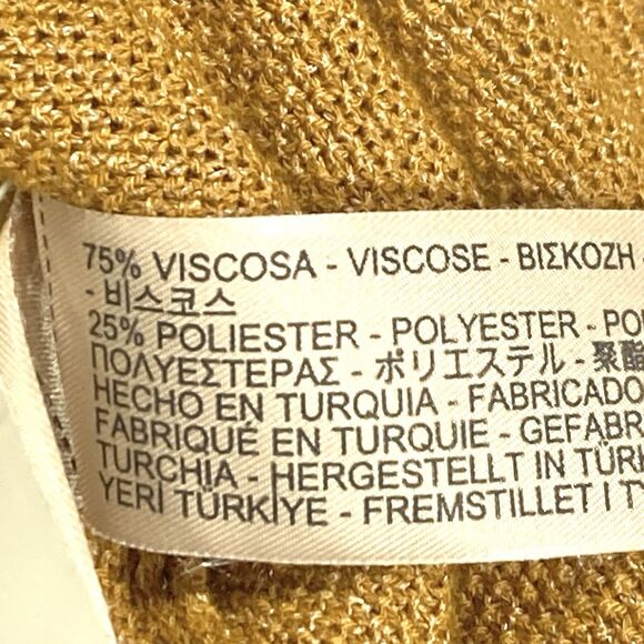 Massimo Dutti Open Knit Cardigan Womens M Gold Brown Lightweight Preppy Sweater - Picture 15 of 15